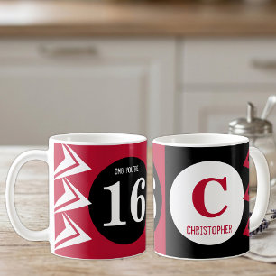 OMG du är 16 monogram namn röd och svart Kaffemugg