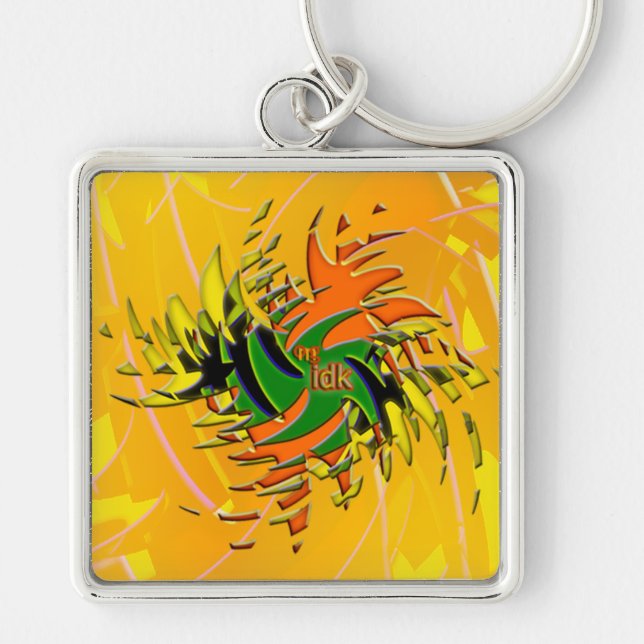 OMG! FYRKANTIG SILVERFÄRGAD NYCKELRING (Framsidan)