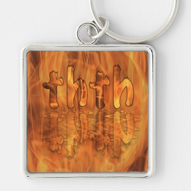 OMG! FYRKANTIG SILVERFÄRGAD NYCKELRING (Framsidan)