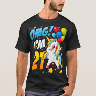 Omg I är 21 Unicorn Dab Design för 21:a födelsedag T Shirt