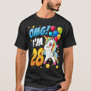 OMG I är 28 Unicorn Dab för 28:e födelsedagen Kvin T Shirt