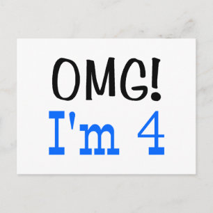 OMG I'm 4 (blå) Vykort