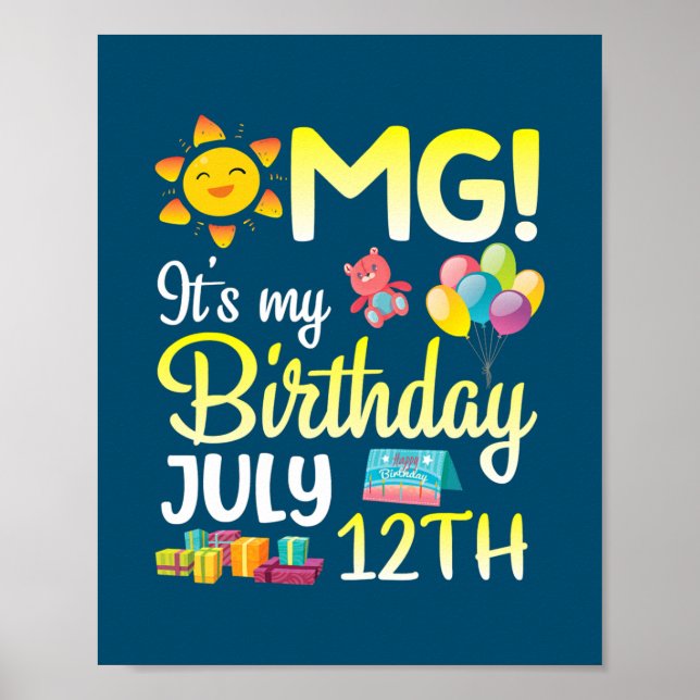 OMG It's My Birthday On July 12th Happy Dad Mom Poster (Framsidan)