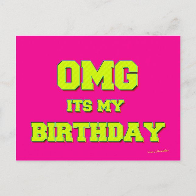 OMG It's My Birthday Vykort (Framsida)