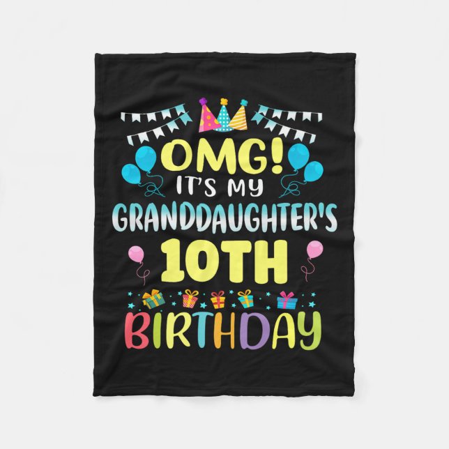 Omg Its My Granddaughters 10th Birthday Sweet 10 Y Fleecefilt (Framsidan)