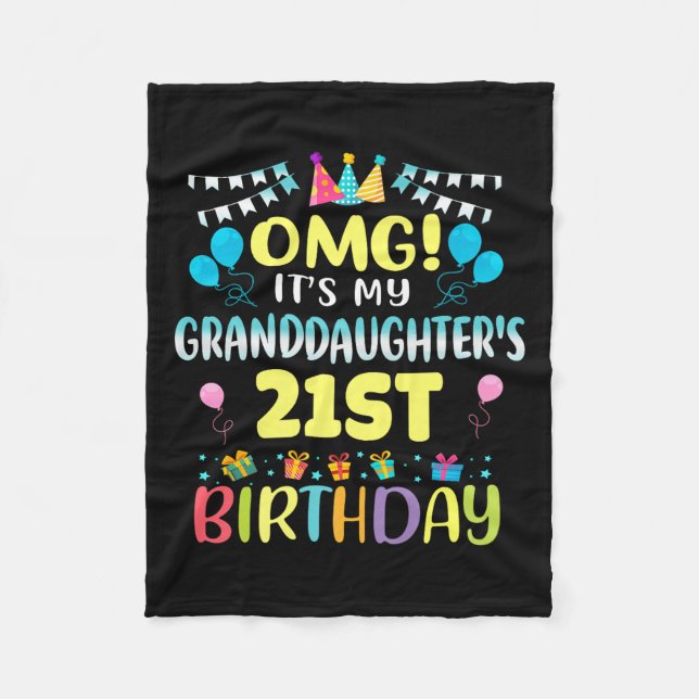 Omg Its My Granddaughters 21st Birthday Sweet 21 Y Fleecefilt (Framsidan)