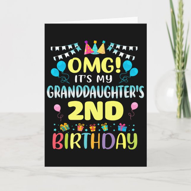 Omg Its My Granddaughters 2nd Birthday Sweet 2 Yea Kort (Framsida)