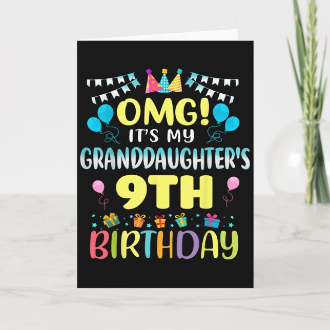 Omg Its My Granddaughters 9th Birthday Sweet 9 Yea Kort (Framsida)