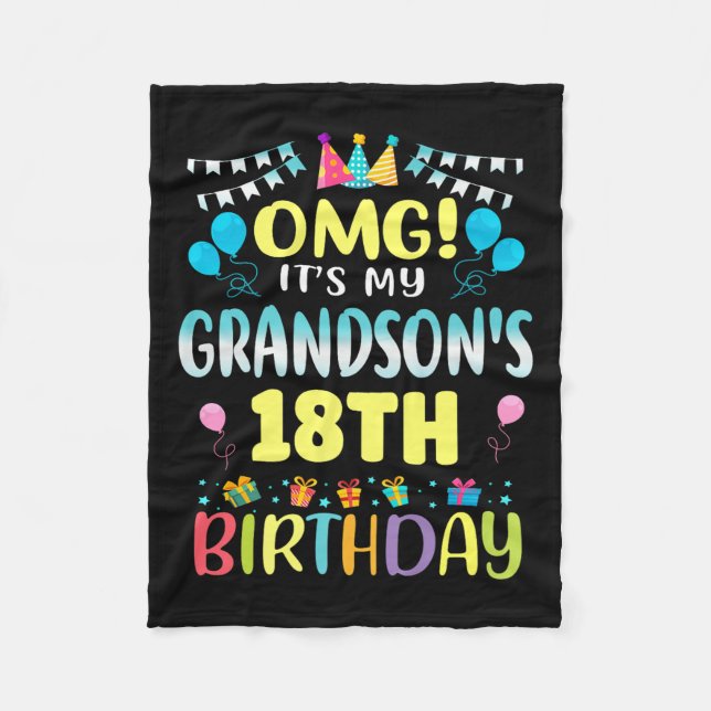 Omg Its My Grandsons 18th Birthday Sweet 18 Years  Fleecefilt (Framsidan)