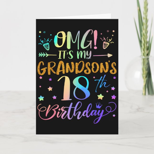 Omg Its My Grandsons 18th Birthday Sweet 18 Years  Kort (Framsida)