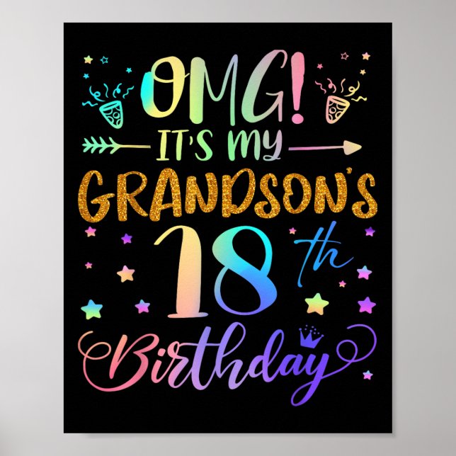 Omg Its My Grandsons 18th Birthday Sweet 18 Years  Poster (Framsidan)