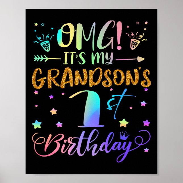 Omg Its My Grandsons 1st Birthday Sweet 1 Years Ol Poster (Framsidan)