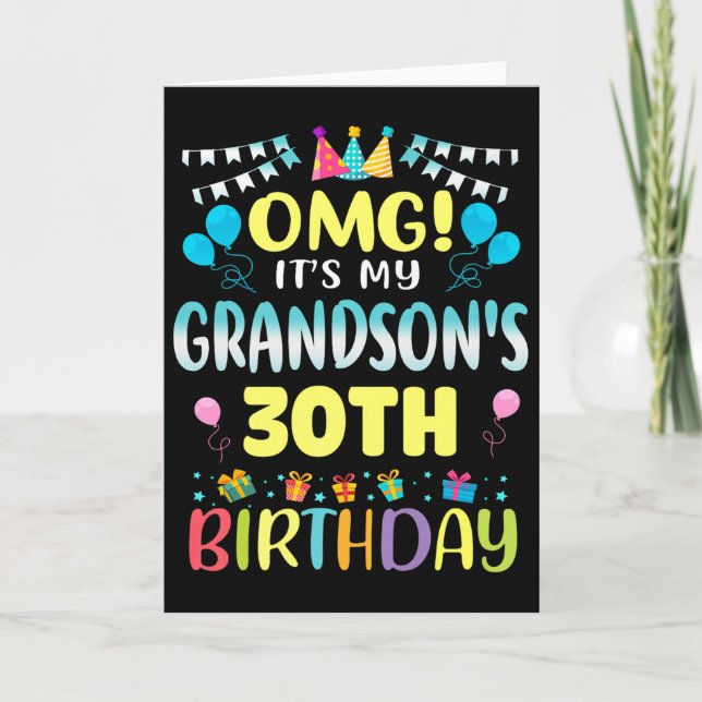 Omg Its My Grandsons 30th Birthday Sweet 30 Years  Kort (Framsida)