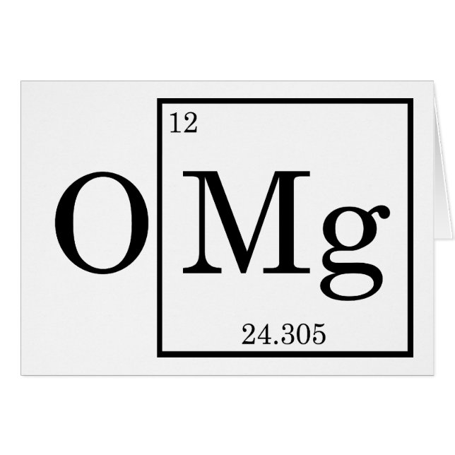 OMG - Magnesium - Mg - periodiskt bord Hälsningskort (Framsidan Horizontal)