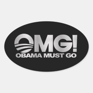 OMG! Obama måste gå (silver) Ovalt Klistermärke