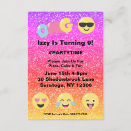 OMG Ombre Glitter Emoji Birthday-inbjudan Inbjudningar