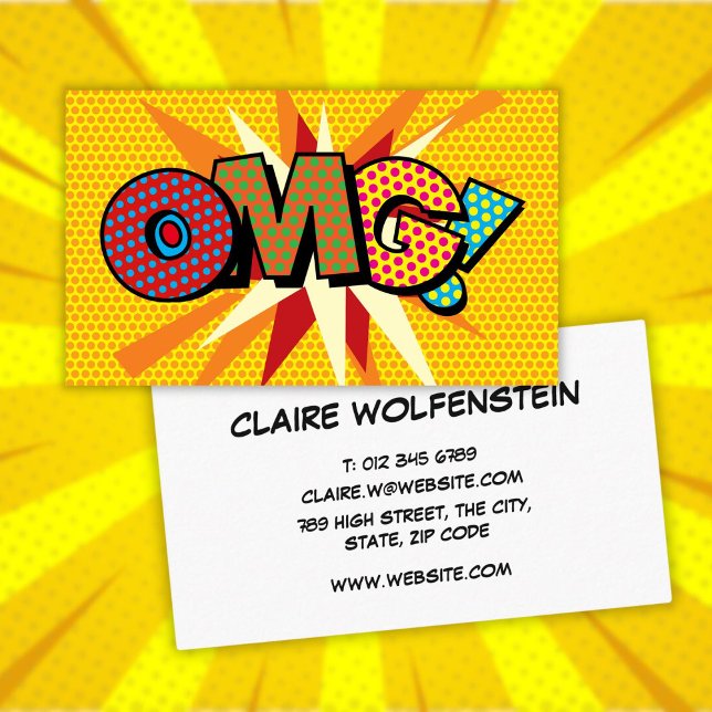 OMG Rolig Retro Serietidning Visitkort (OMG Fun Retro Comic Book Business Card)