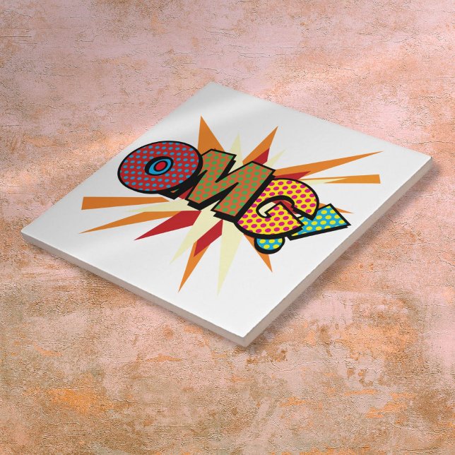 OMG-Roligt Färglös Tecknad Bok-popkonst Kakelplatta (OMG Fun Colorful Comic Book Pop Art Ceramic Tile)
