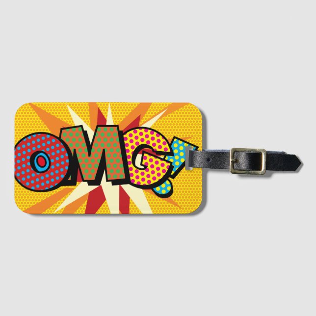 OMG-Roligt Retro Tecknad Bok-popup-bild Bagagebricka (Framsida horisontal)