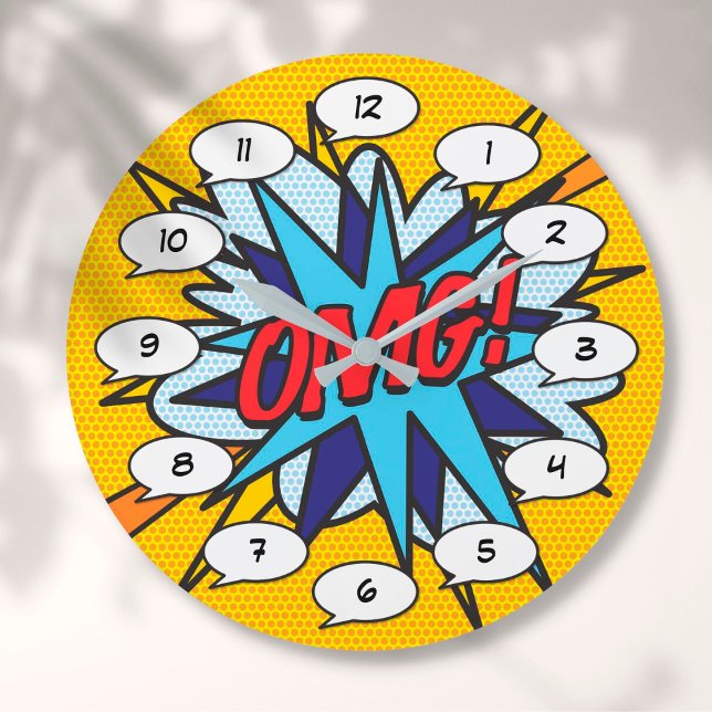 OMG-Roligt Retro Tecknad Bok-popup-bild Stor Klocka (Skapare uppladdad)