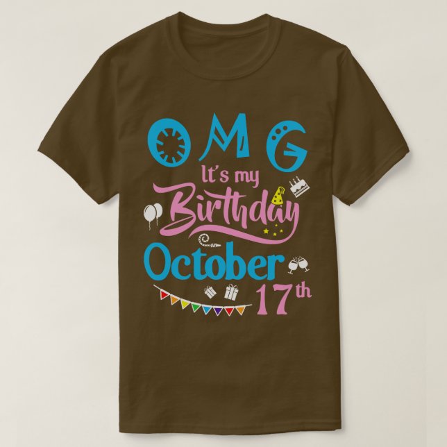 OMG:s födelsedag den 17 oktober Grattis på födelse T Shirt (Design framsida)