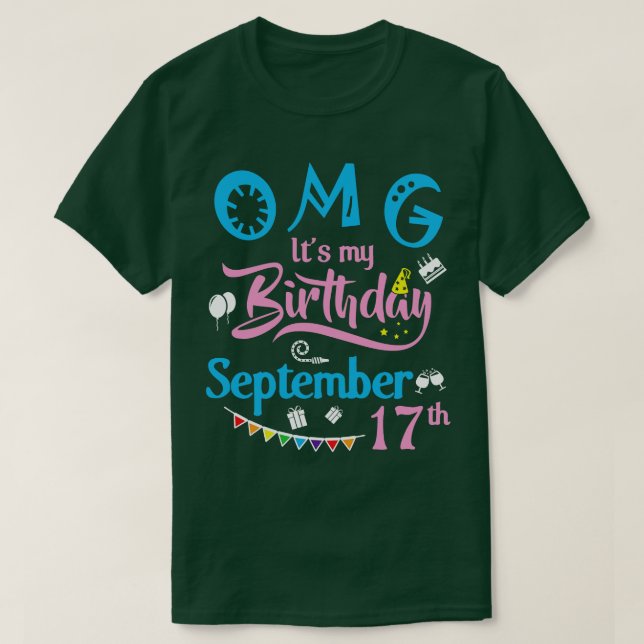 OMG:s födelsedag Den 17 september Lycklig T Shirt (Design framsida)