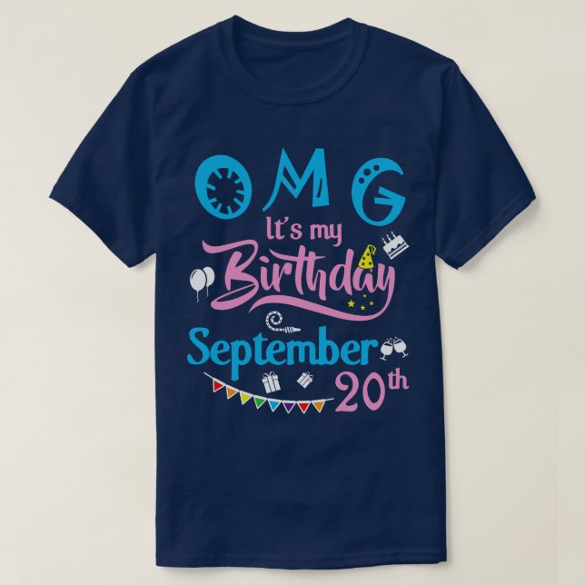 OMG:s födelsedag Den 20 september Lycklig T Shirt (Design framsida)