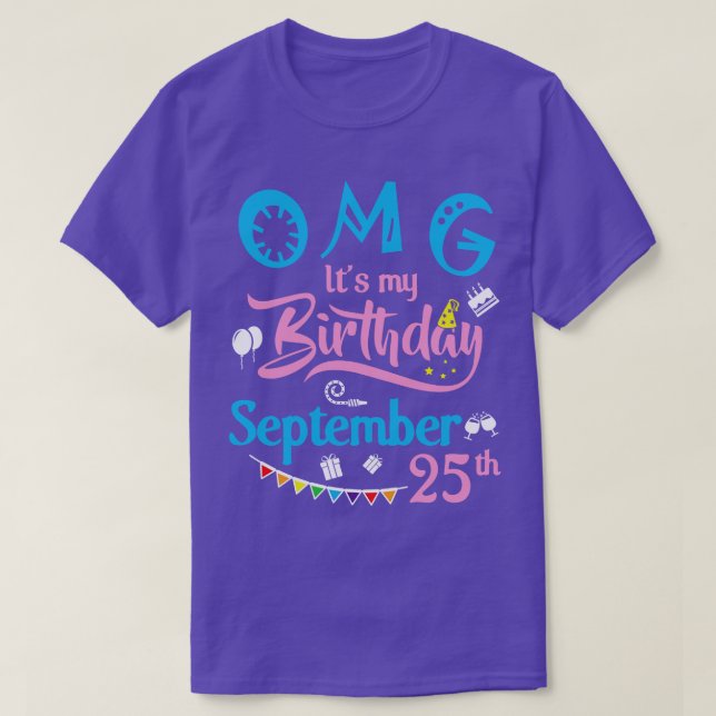 OMG:s födelsedag Den 25 september Lycklig T Shirt (Design framsida)