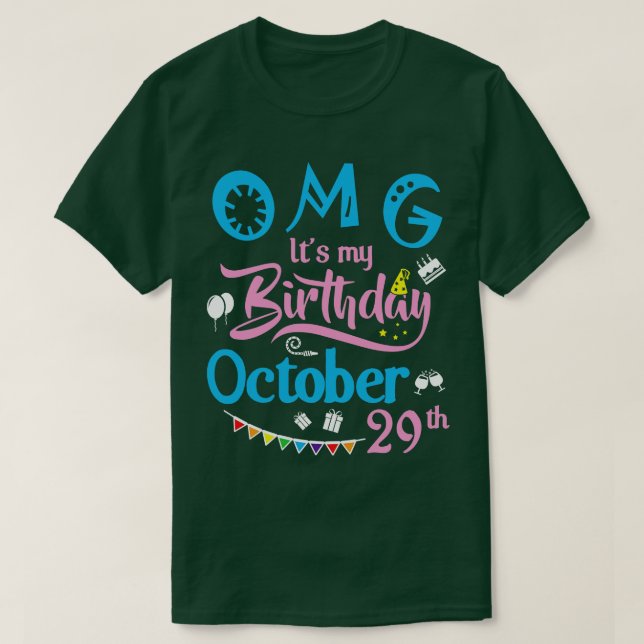 OMG:s födelsedag den 29 oktober Grattis på födelse T Shirt (Design framsida)