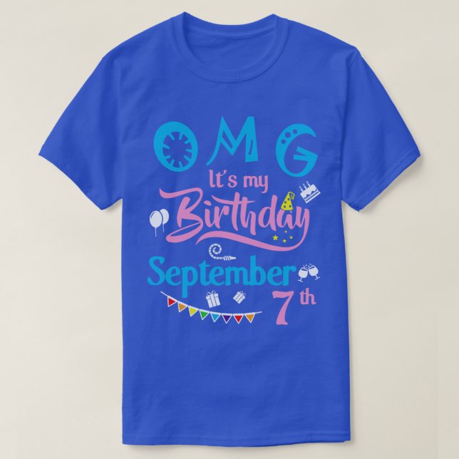 OMG:s födelsedag i september 7:e Lycklig T Shirt (Design framsida)