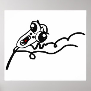 OMG SPRINGA Skrämt Ansikte Tecknad-medlemmen för  Poster