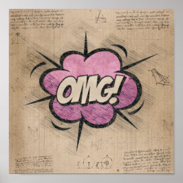 OMG! Vintage Comic Book Steampunk Pop Art Poster