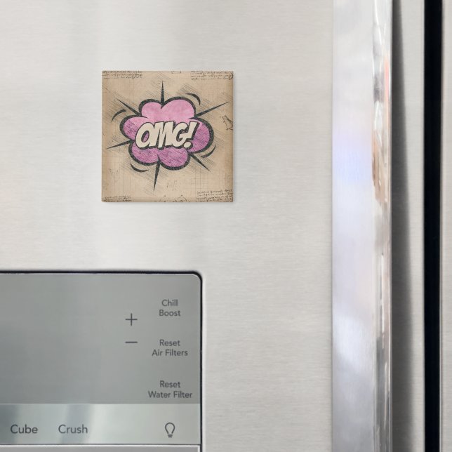 OMG! Vintage Tecknad Bok Steampunk Pop Art Magnet (In Situ (Fridge))
