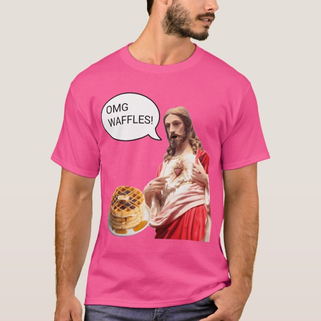 Omg Waffles Jesus Kristus Breakfast Funny Meme Sh T Shirt (Framsida)