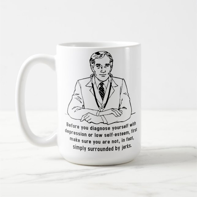 Omgiven av Idiot Funny Mug Kaffemugg (Vänster)