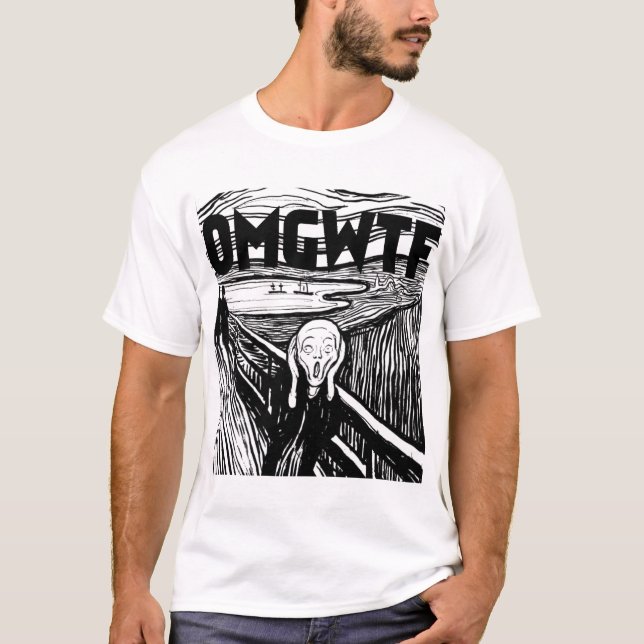 OMGWTF-skri b/w T-shirt (Framsida)