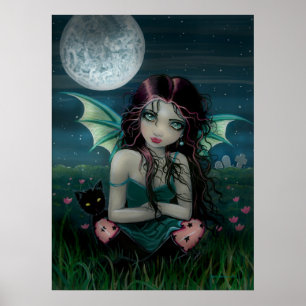Omindralt sötad Poster av Vampyre Fairy och Cat