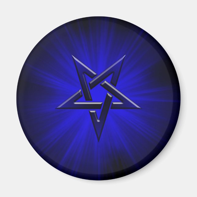 Ominous Blue Inverted Pentagram Magnet (Framsidan)