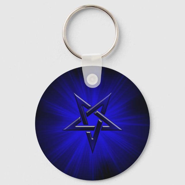 Ominous Blue Inverted Pentagram Nyckelring (Framsida)