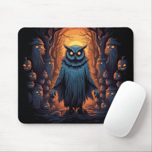 Ominous Uggla på Halloween Nattgrafik Halloween Musmatta
