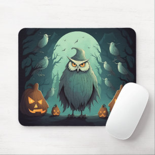 Ominous Uggla på Halloween Nattgrafik Halloween Musmatta