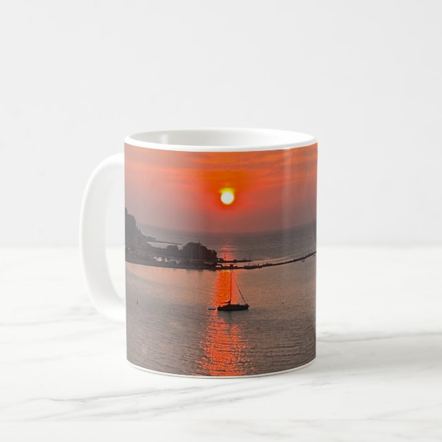 Omis Kroatien Sunset Orange Himlar Kaffemugg (Framsida vänster)