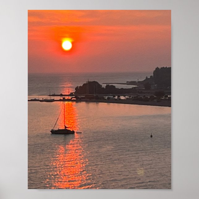 Omis Kroatien Sunset Orange Himlar Poster (Framsidan)