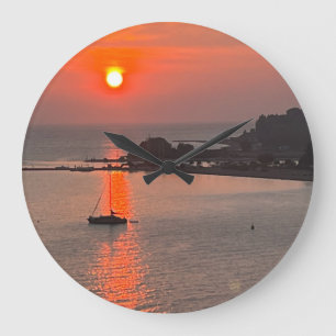 Omis Kroatien Sunset Orange Himlar Stor Klocka