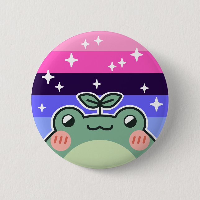 Omisexual LGBT-Pride Flagga Frog Button Knapp (Framsida)