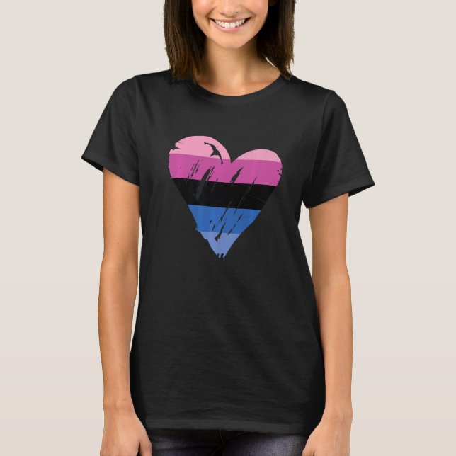 Omisexual Pride Heart Flagga T Shirt (Framsida)