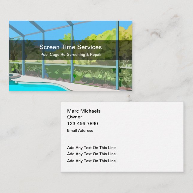 Omkontroll och reparation av bassäng visitkort (Fram/baksida)