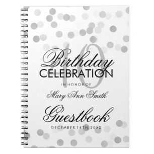 Omkullkastar 40th födelsedagsilver för guestbook anteckningsbok med spiral