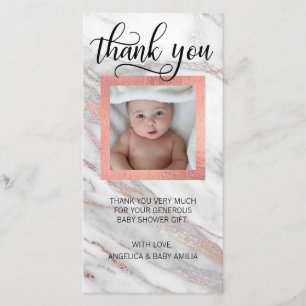 Omkullkastar rosa guld för baby showerTACK det Tack Kort