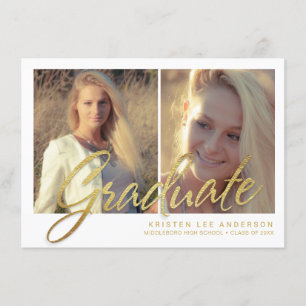 Omkullkastar studentenFauxguld 2019 2-Photo Inbjudningar